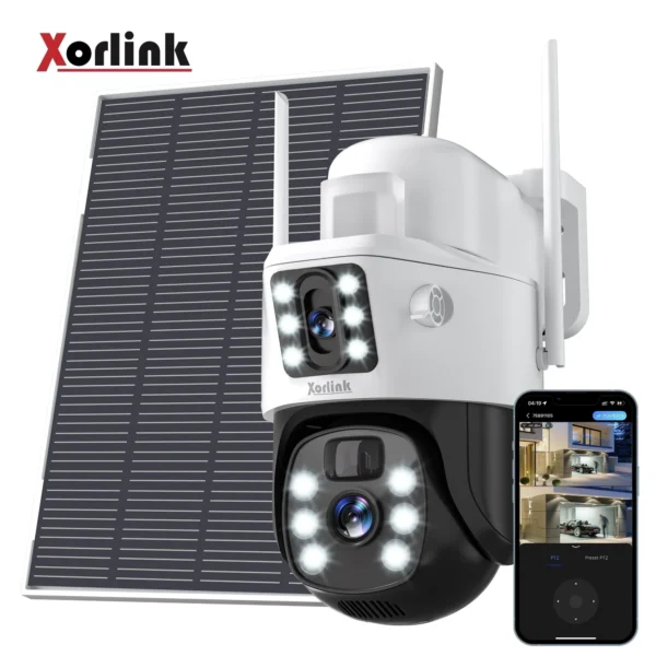Xorlink Cámara de Seguridad Solar de 4K/8MP, Cámara Exterior Inalámbrica con Vista de 360°