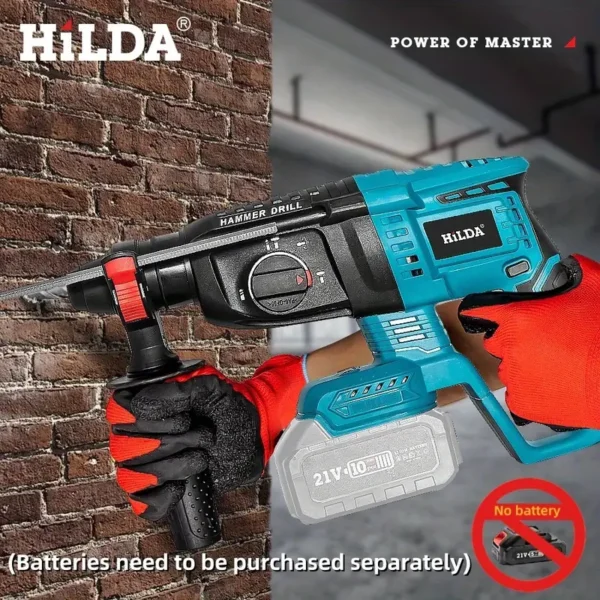 Perforadora de Impacto Eléctrica Inalámbrica HILDA sin Escobillas para Hormigón