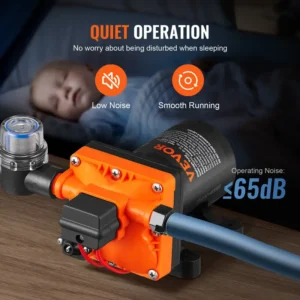 Bomba de diafragma VEVOR, 12V CC, flujo de 3.5/5.5 GPM, presión nominal